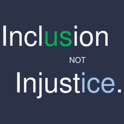 Inclusion Not Injustice - Regular Organic Cotton T-Shirt Design